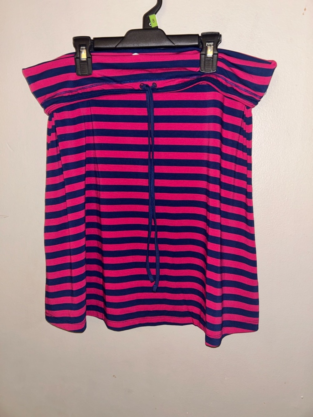 Lole Skirt - pink/navy stripe foldover waist athleisure